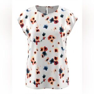Halogen White Sleeveless Floral Print Blouse. Size XS.